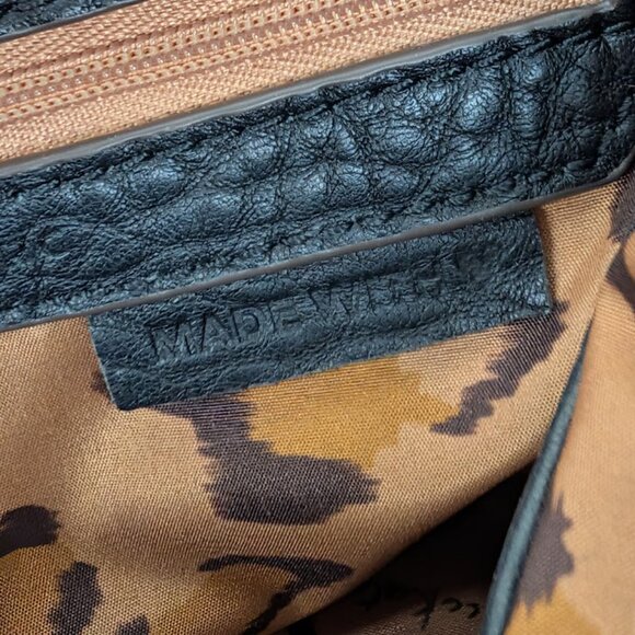 Aimee Kestenberg Good Times Bubble Lamb Leather Crossbody Black Moto Zip - Picture 3 of 4